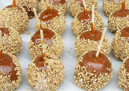 caramel and candy-coated candy covered apples